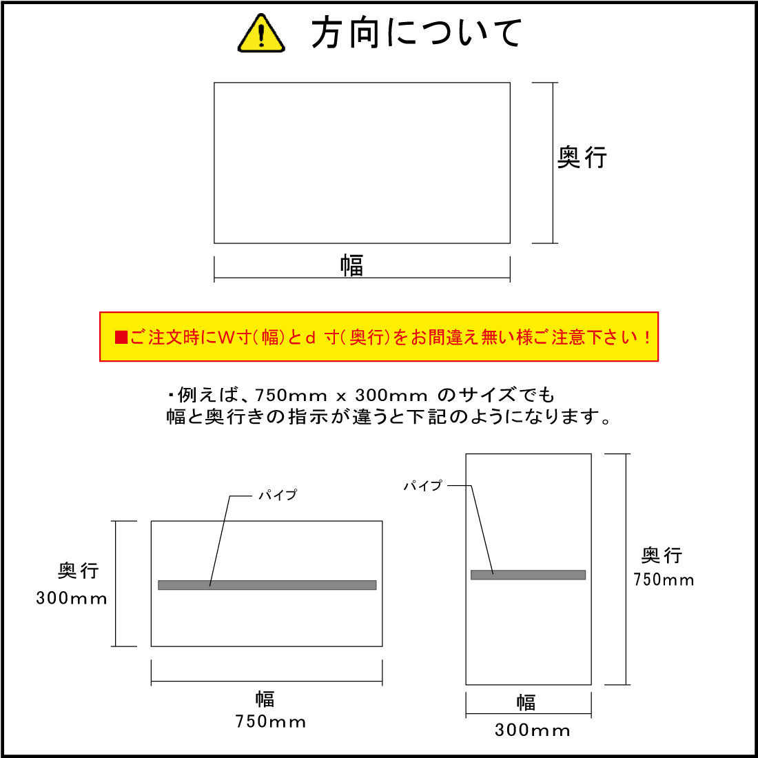ハンガーパイプ付き　オーダー棚板（ホワイト）